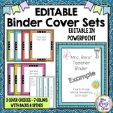 Editable Binder Covers, Backs and Spines - 7 colors - 3 Designs