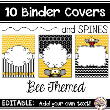 Preview of Editable Binder Covers - Bee Themed