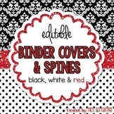 Editable Binder Covers { Black White and Red } with Editab
