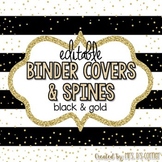 Editable Binder Covers { Black and Gold } with Editable Spines