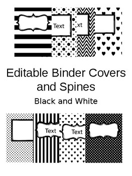 Editable Binder Covers - Black and White by The Curious Classroom