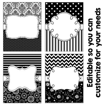 Editable Binder Covers - Black and White B&W by K is for Kinderrific