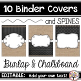 Editable Binder Covers - Burlap & Chalkboard