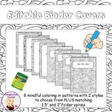 Editable Binder Covers - Mindful Zentangles (Color it in y