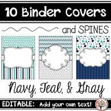 Editable Binder Covers - Navy, Teal, & Gray
