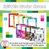 Editable Binder Covers - Pixelated Rainbow