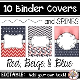 Editable Binder Covers - Red, Beige, & Blue