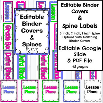 Preview of Editable Binder Covers & Spine Labels - Pink, Blue, Green - Classroom Decor