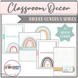 Modern BOHO Rainbow Binder Covers & Spines | Editable Neut