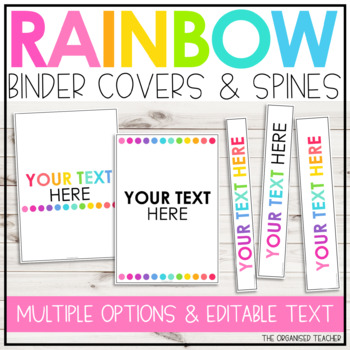 Preview of Editable Binder Covers & Spines - Rainbow Classroom Decor FREEBIE