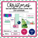 Editable Binder Covers, Spines, and Name Tags - Christmas