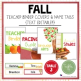 Editable Binder Covers, Spines, and Name Tags - Fall