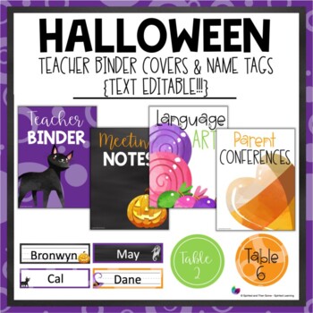 Preview of Editable Binder Covers, Spines, and Name Tags - Halloween