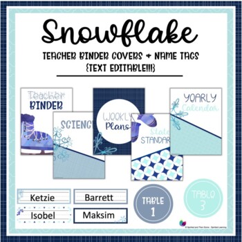 Preview of Editable Binder Covers, Spines, and Name Tags - Snowflake