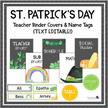 Preview of Editable Binder Covers, Spines, and Name Tags - St. Patrick's Day