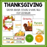Editable Binder Covers, Spines, and Name Tags - Thanksgiving