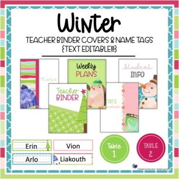 Preview of Editable Binder Covers, Spines, and Name Tags - Winter