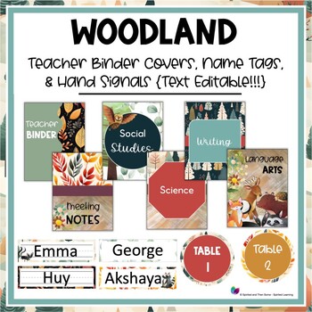 Preview of Editable Binder Covers, Spines, and Name Tags - Woodland {TEXT EDITABLE!}