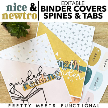 Preview of Editable Binder Covers Spines and Tabs for Organization in Boho Retro Theme