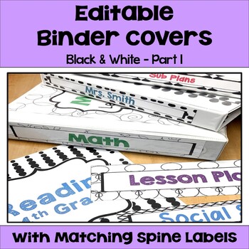 Preview of Editable Binder Covers and Spines in Black and White