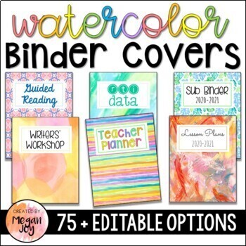 Preview of Editable Binder Covers - Watercolor