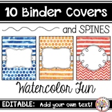 Editable Binder Covers - Watercolor Fun
