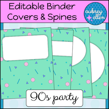 Preview of 56 Editable Binder Covers and Spines | 90s Party
