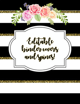 Preview of Editable Binder Covers and Spines- Black and Gold