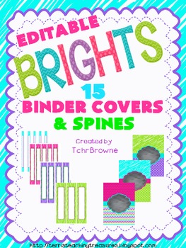 Preview of Editable Binder Covers and Spines - Brights Collection