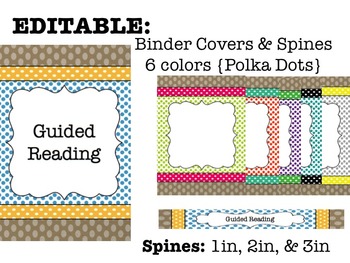 Preview of Editable Binder Covers and Spines {Polka Dots}