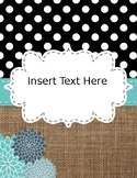 FREE Editable Binder Covers and Spines- Turquoise, Burlap, and Dots