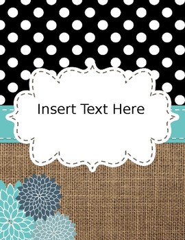 Preview of FREE Editable Binder Covers and Spines- Turquoise, Burlap, and Dots