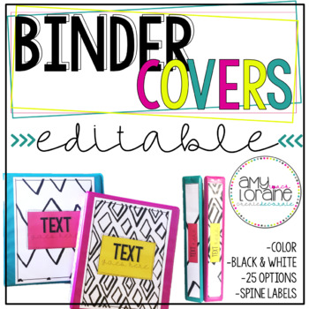 Editable Binder Covers with Matching Spine Labels by MrsAmyMaple