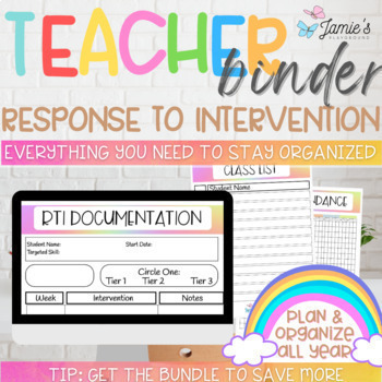 Preview of Editable Binder Documents for Teacher Binder Planner | Response to Intervention