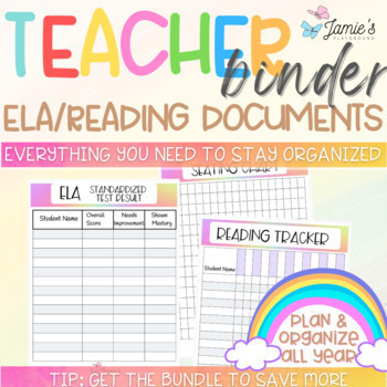 Preview of Editable Binder Documents for Teacher Binder and Planner | ELA Documents