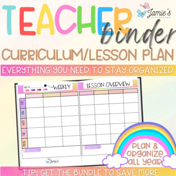 Preview of Editable Binder Documents for Teacher Binder and Planner | Lesson Plan Overview