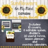 Editable! Binder, Planner Rustic Sunflower Farmhouse Theme