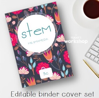 Preview of Editable Binder and spines set - Exotic Blooms 2