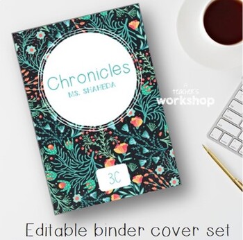 Preview of Editable Binder and spines set - Exotic Blooms 3