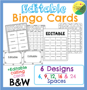 Preview of Editable Bingo Cards (Black and white) 