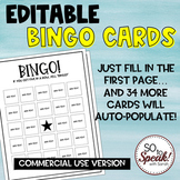 Editable Bingo Cards - Commercial Use Version