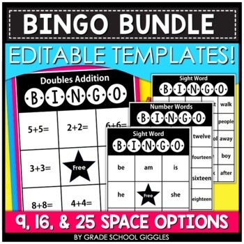 Preview of Bingo Template Editable Blank Classroom Bingo Game Board Printable Student Cards