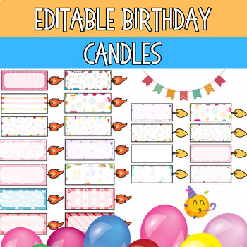 Preview of Editable Birthday Candles Labels | First week of school cupcake candles