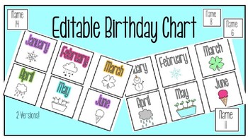 Preview of Editable Birthday Chart