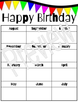 Editable Birthday Chart by Learn Lots with Valerie Cantwell | TPT