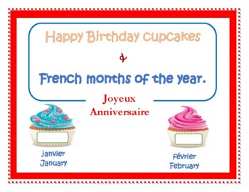 Preview of Editable Birthday Cupcakes and French Months of the year.