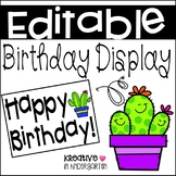 Editable Birthday Display- Cactus