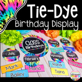 Editable Birthday Display Tie Dye Retro Classroom Theme