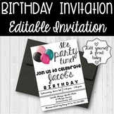 Editable Birthday Invitation
