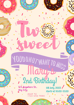 Preview of Editable Birthday Invitation Girls or Boys Printable Digital Instant Download